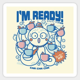 I'm Ready Coffee Octopus Blue by Tobe Fonseca Sticker